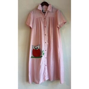 Vintage 60s 70s Models Coat Pinstripe Owl Day Dress M Dainty Cottagecore Mod